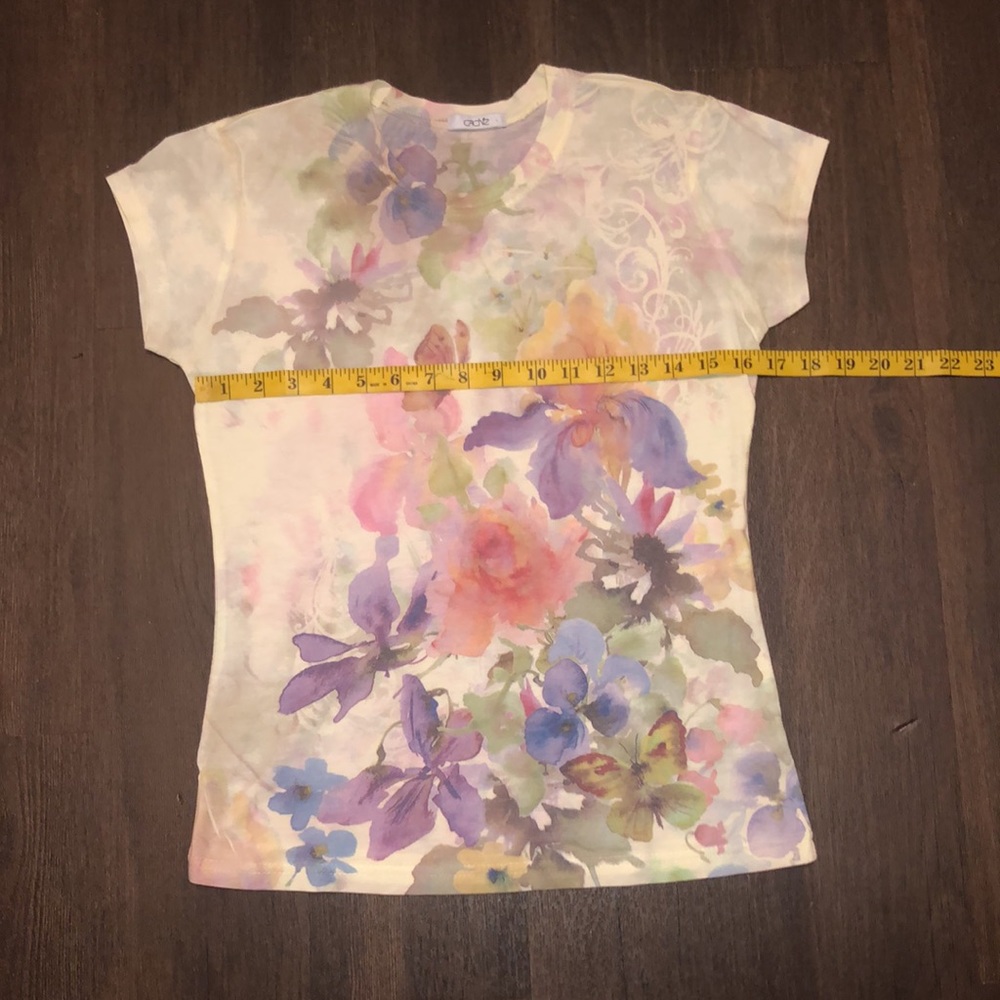 Cache Medium Multiple Colors Floral Scoop Neck Sh… - image 4